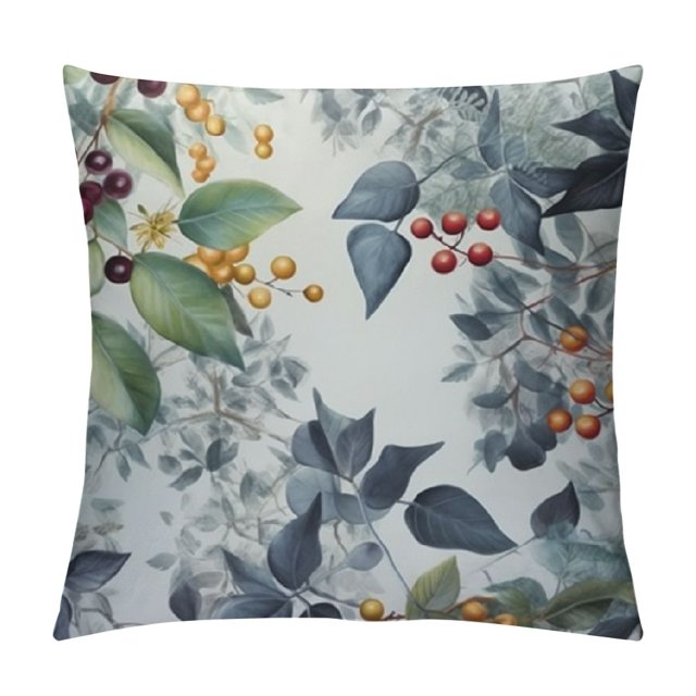 Creowell Throw Pillow Covers Teal Blue Eucalyptus Leaf and Branches