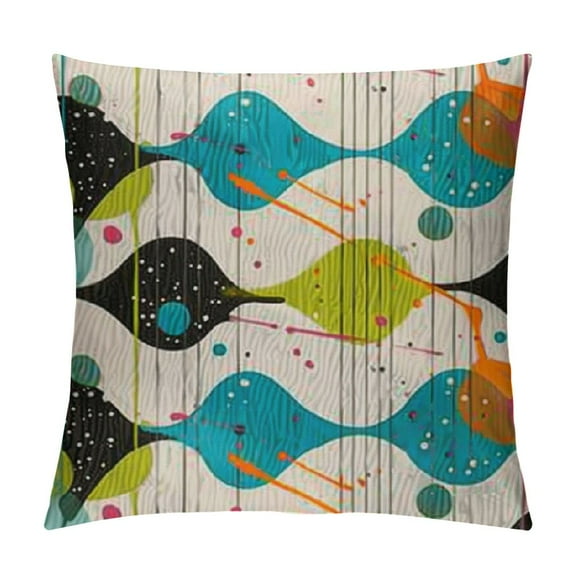 Creowell  Throw Pillow Covers Teal Mid Retro Grid and Starbursts  Century Modern Atomic Mobile Pattern Decorative Pillow Cases Home Decor Square  Pillowcases