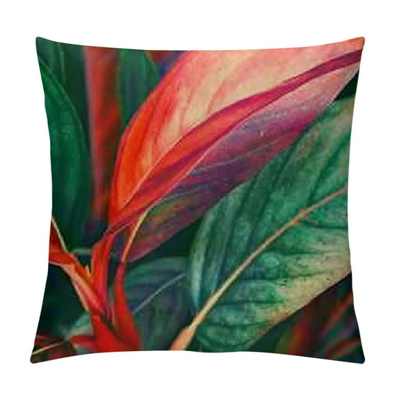 Creowell Throw Pillow Covers Tropical Plants Leaves Pillow Case Home Sofa Cushion CoverLumbar Colorful Plants Pillowcase Indoor Outdoor Decoration Couch  White