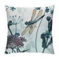 thumbnail image 1 of Creowell  Throw Pillow Covers Vintage Blue Dragonfly Flowers Leaves Design Square Pillowcase for Home Decor Sofa Car Bedroom Pillow case 12x12in, 1 of 5