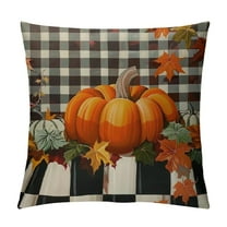 Creowell Throw Pillows for Couch Waterproof Throw Pillow Covers Outdoor Fall Pillow Covers for Bed Sofa, Happy Fall Y'all Thanksgiving Autumn Leaf Pumpkin Fall Decorations for Home