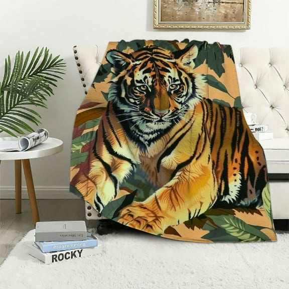 Creowell  Tiger Blanket Gifts for Adult Kids Animal Tigers Print Pattern Flannel Throw Blankets Soft Comfy Lightweight for Home Decor Couch Bed Sofa 40x50in