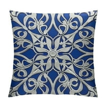 Creowell Tile Pillow Cover Traditional Floral Cobalt Blue Waist Lumbar Throw Pillow case Cushion Cover for Sofa Home Decorative