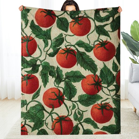 Creowell Tomato Garden Blanket Throw Blankets for Travel Camping Sofa Living Room Decor, Lightweight Cozy Soft Fuzzy Gifts for Women Adults Kids 40*50in