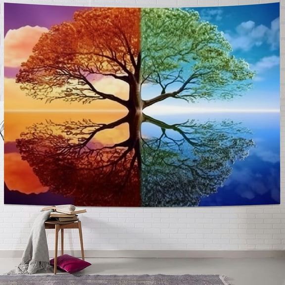 Creowell Tree Colors Reflection Tapestry Wall Decor Blanket for Home Dorm Short Plush without Packaging Quantity 40x30inch