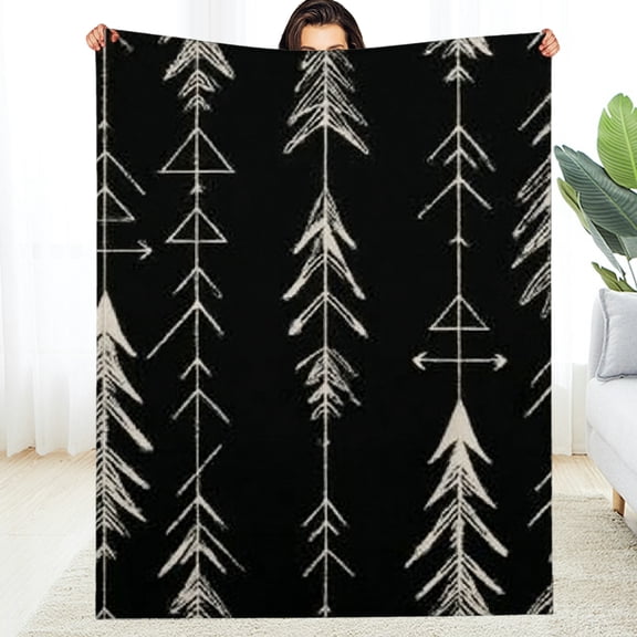 Creowell Trees Arrows Geometric Lightweight Flannel Blanket, Warm Reversible, Multi-Purpose Gift for All Seasons 30*40in