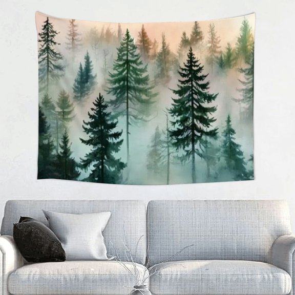 Creowell Trees Fog Sky Tapestry Wall Hanging 100% Polyester 4 Sizes 40x30in