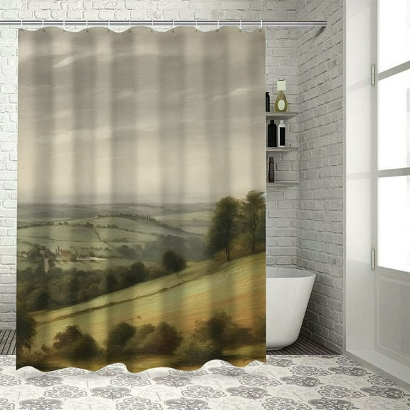 Creowell Trees Hilly Landscape Modern Waterproof Shower Curtain for Country Cottage & Farmhouse Bathroom Decor 100% Polyester Fiber Chic Style with Hooks 36x72