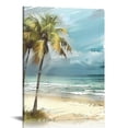 thumbnail image 1 of Creowell  Tropical Beach Canvas Wall Art Coastal Palm Tree Painting Abstract Seaside Wave Seascape Artwork Heavy Textured Seashore Skyline Prints Modern Ocean Shoreline Pictures for Bedroom, 1 of 5
