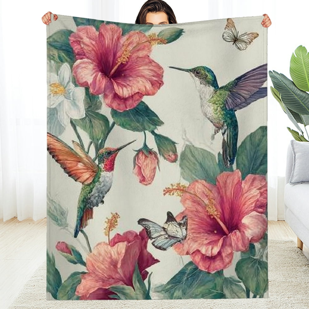 Creowell Tropical Hummingbird Throw Blanket, Soft, Lightweight Colorful ...