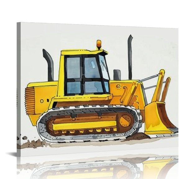 Creowell Truck Wall Art Prints,Construction Car Wall Art Print,Toddler Boy Room Decor,Play room Decor for Kids 20x16in