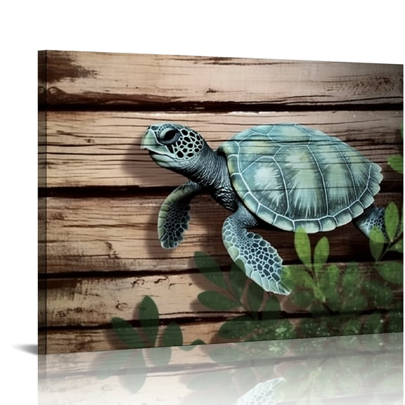 Creowell Turtle Plants Canvas Prints Wall Art Home Decor Ready To Hang 16x12in