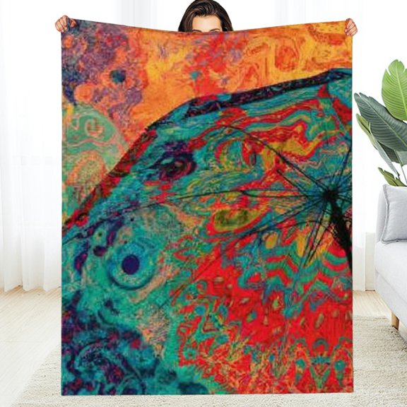 Creowell Umbrella Psychedelic Colors Lightweight Blanket, All-Season Cozy 30*40in