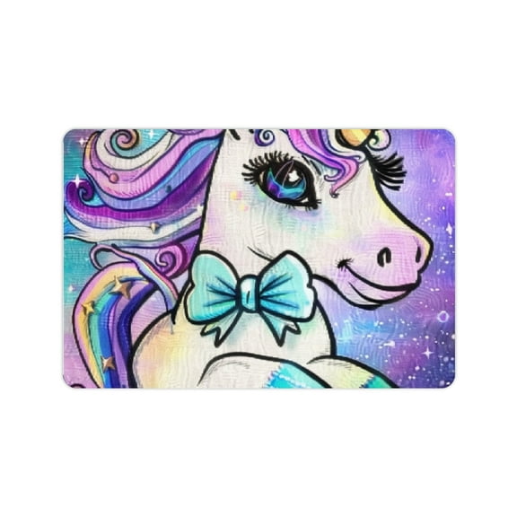 Creowell Unicorn Rainbow Bow Bath Mat Eco-Friendly Quick Drying 24x16in