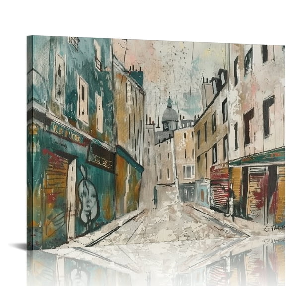 Creowell Urban Life Canvas Print Wall Art Ready To Hang Home Decor 16x12in
