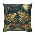 thumbnail image 1 of Creowell Vintage Cottagecore Botanical Mushroom Frog Nature Aesthetic Throw Pillow, Multicolor 12x12in, 1 of 5