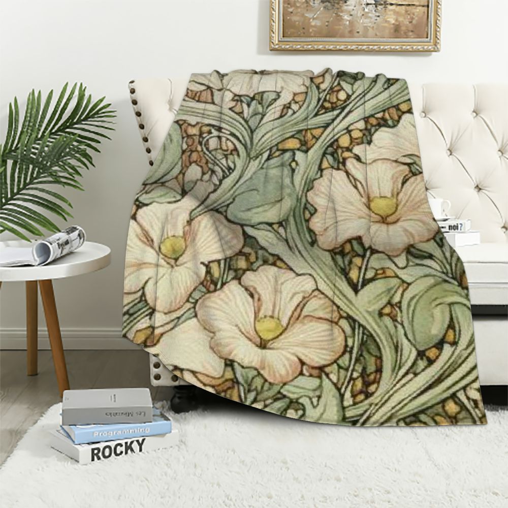 Creowell Vintage Floral Blanket,Rustic Soft Flannel Lightweight Blanket ...
