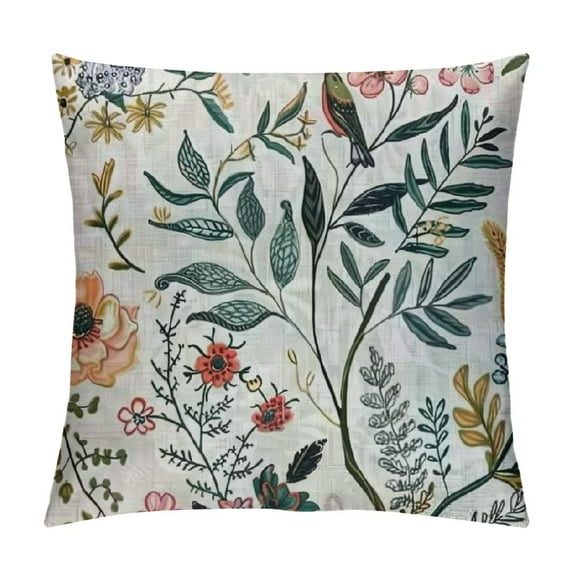 Creowell Vintage Herbs and Wild Flowers Floral Blossom Reversible Throw Pillow Covers Decorate Home Living Room Girls Room, Spring Summer Cottagecore Pillowcase