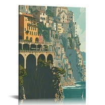 Creowell Vintage Travel Italy Amalfi Coast Poster Prints Milan Napoli Canvas Wall Art Aesthetic Landscape  12x16 in