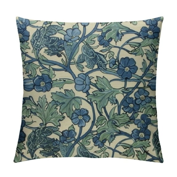 Creowell Vintage Victorian Classic Floral Forest Animals Pheasant Decorative Throw Pillow Covers Pillowcase Aesthetic Cushion Cover for Home Decor Sofa Living Room