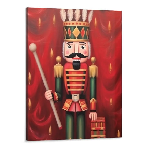Creowell  Wall Art Canvas Print Nutcracker Pictures for Christmas - Soldier with Red Jacket Painting Artwork for Home Art- 16x20 Inches