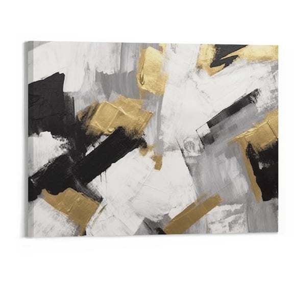 Creowell Wall Art Gold Wall Decor Black And White Picture Painting Artwork for Bedroom Dinning Room Framed Canvas Art Modern Home Decoration 20x16 in