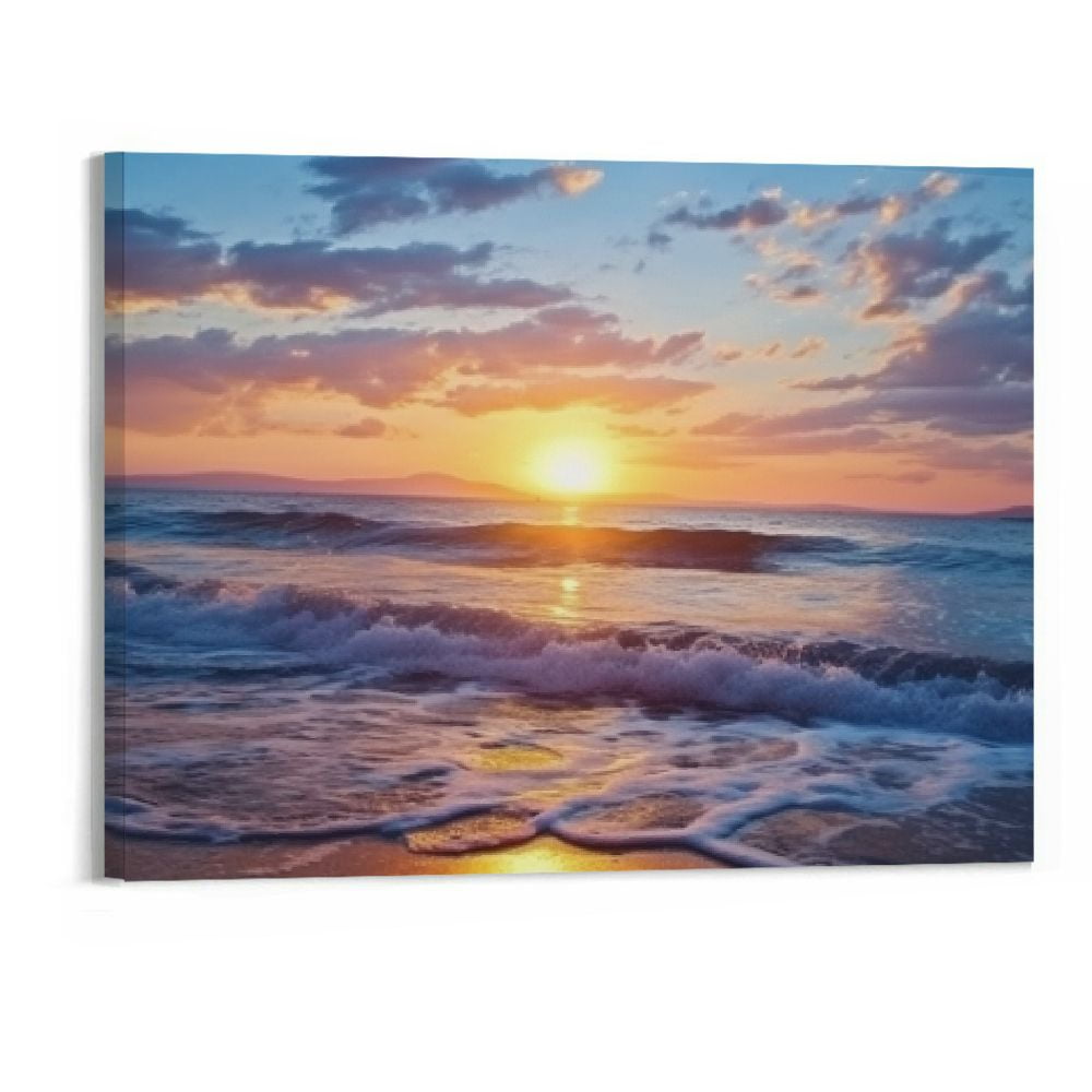 Creowell Wall Art Moon Sea blue Ocean Landscape Paintings Bedroom ...