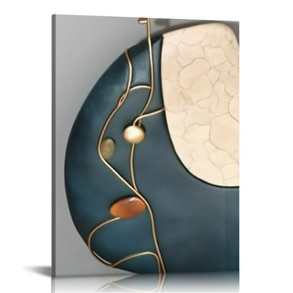 Creowell Wall Art Of Framed Decorative Paintings Abstract Simple Orange White Blue And Other Color Blocks Wall Art Canvas Prints Wall Decor (16x20 in/12x16 in)