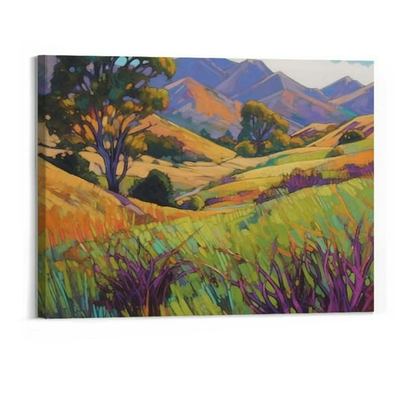 Creowell Wall Bedroom Mountain Yellow Landscape Landscape Poster Wall Decor Oil on Canvas Mural Painting Canvas Print Modern Oil Painting Art Landscape Art  Canvas Painting-20x16 inch