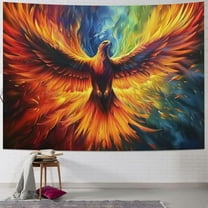 Creowell  Wall Tapestry for Bedroom Majestic Fantasy Vibrant Rising Fire Bird Phoenix Flags Tapestry for Room Living Room Wall Decor Large Wall Art Tapestries  40x30inch