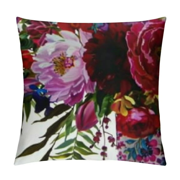 Creowell Watercolor Burgundy Flowers Leaf Throw Pillow Cover Cases Rose Elegance Foliage Bouquet Bloom Outdoor Decor Pillowcase Home Square Pillow Slip