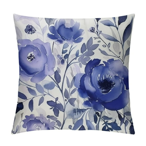Creowell  Watercolor Floral Leaves Abstract Plant Print Throw Pillows Modern Art Decoration Square Cushion Case Family Sofa Living Room Outdoor Decor Pillow Case(Purple)