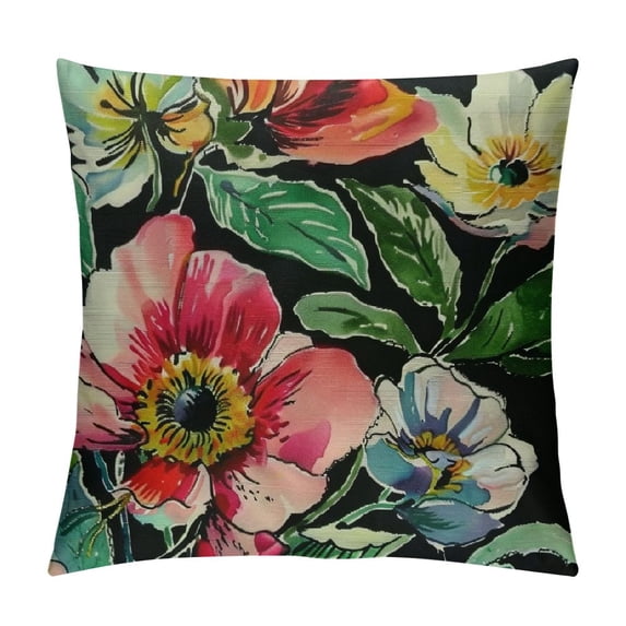 Creowell Watercolor Floral Throw Pillow Cover Blue Daffodils Decor Cushion Cover for Sofa Couch Bed White