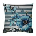 thumbnail image 1 of Creowell  Watercolor Flower Butterfly Throw Pillow Cover Farmhouse Plant Double Sides Print Cushion Cover for Bed Sofa,Grey Teal Rustic Wooden Board Square Couch Pillow Cover, 1 of 5
