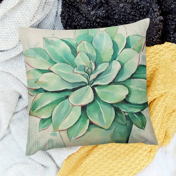 Creowell Watercolor Painting Throw Pillows Cover for Home Sofa Couch Decor, Set of 1, Linen Cushion Case 18x18in