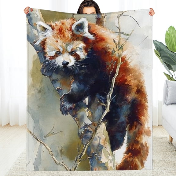 Creowell Watercolor Red Panda Blanket - Soft Cozy Lightweight Animal Throw Blanket for Adults Kids Boys Girls, Warm Fuzzy Blankets for Couch, Bed, Travel, Outdoor Use, Home Decor 60*80in
