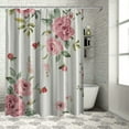 thumbnail image 1 of Creowell Watercolor Vintage Floral Shower Curtain, Blush Pink Peach Rose Blossom,Polyester Fabric Valentines Day Bathroom Decor Set with Hooks 69x72, 1 of 7