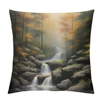 Creowell Waterfall Forest Rocks Pillow Cushion Covers for Sofa Couch Bedroom Car Chair Home Decor More Year-Round Use 1PC 12x12in