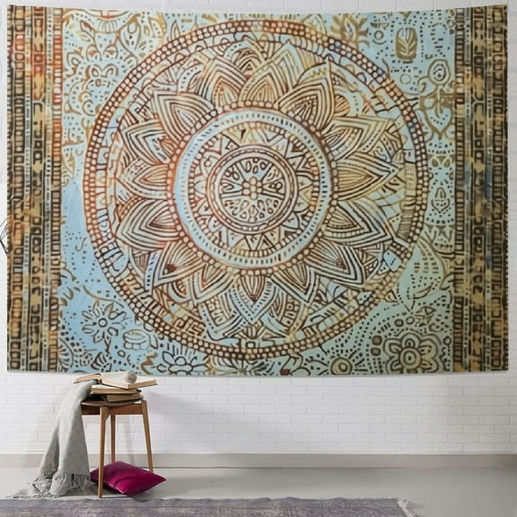 Creowell  White Gold Mandala Tapestry For Bedroom- Aesthetic Tapestry - Indie Wall Tapestry Hippie Room Decor - Boho Tapestrys -Trippy Small Tapestry Wall Hanging Multi Size Painting