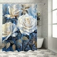 thumbnail image 1 of Creowell White Roses Modern Waterproof Shower Curtain for Country Cottage & Farmhouse Bathroom Decor 100% Polyester Fiber Set with Hooks 36x72, 1 of 7