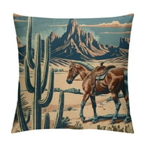 Creowell Wild and Free Cowboy Horses Desert Soft Throw Pillow Covers Retro Western Cowboy Cushion Cover Decor for Sofa Couch Bed 12x12in