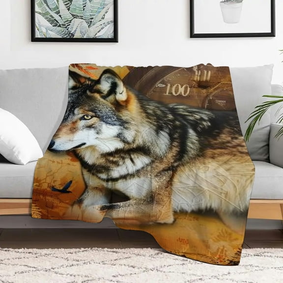 Creowell Wolf Birds Flannel Blankets for Couch Bed Sofa, Warm Cozy Decorative Blanket Gift, Soft and Durable Multifunctional Blanket for Sofa, Travel, Camping, Bed, Chair, All Season Use 30x40in