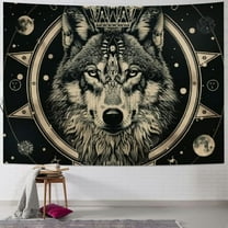 Creowell  Wolf Moon Tapestry Wall Hanging Party Decorations Home Decor For Bedroom Living Room Dorm 40x30inch