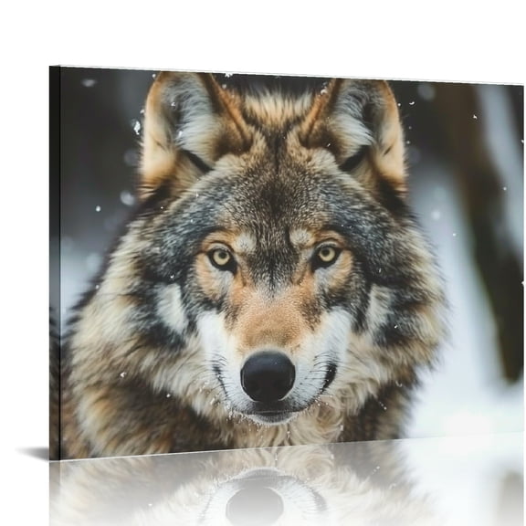 Creowell Wolf Snow Canvas Print Wall Art Decor Ready To Hang 20x16in