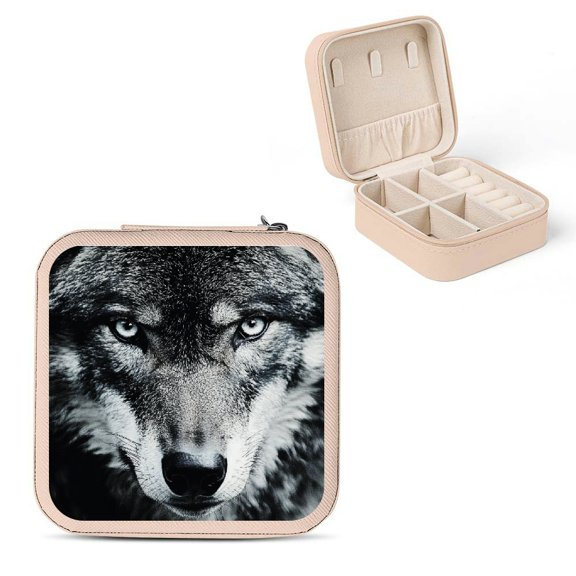 Creowell Wolf Travel Jewelry Box for Women Necklace Ring Earring Pink