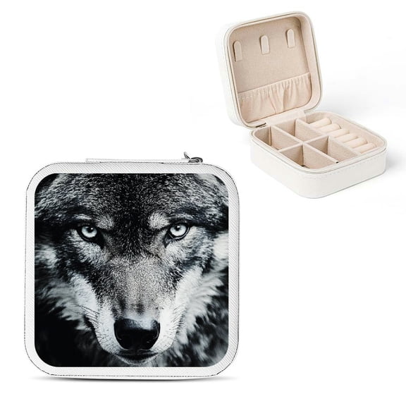 Creowell Wolf Travel Jewelry Box for Women Necklace Ring Earring White