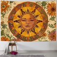 thumbnail image 1 of Creowell  Yellow Sun and Moon Tapestry Hippie Indie Tapestries Boho Orange Flower Floral Tapestry Wall Hanging Cool Vintage Aesthetic Wall Tapestry for Bedroom Living Room Dorm  40x30inch, 1 of 6