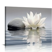Creowell  Zen Canvas Wall Art Lotus Flowers and Stones Spa Pictures Wall Decor Art Prints for Yoga Meditation Room Decor (20x16 in/16x12 in)