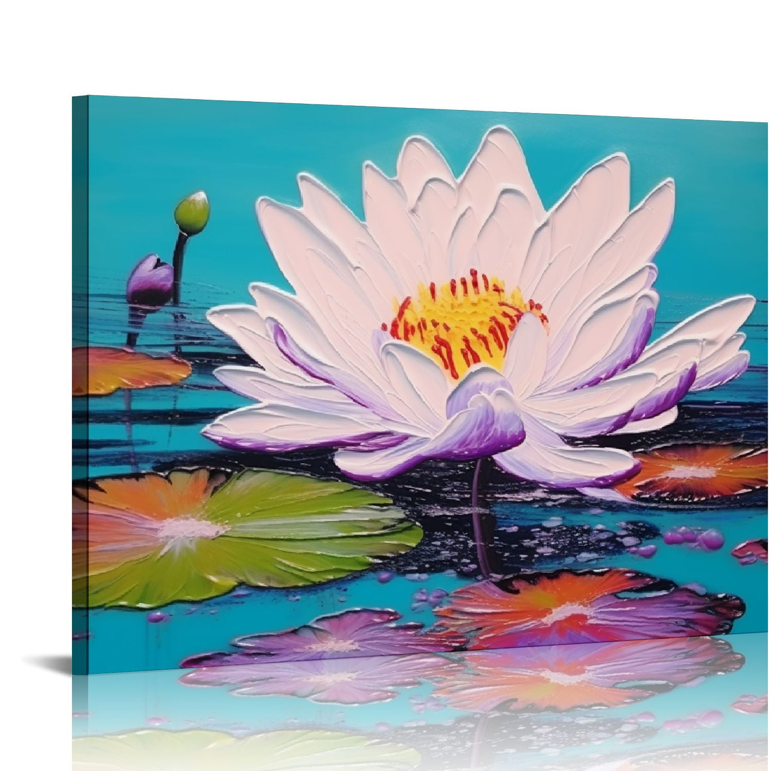Creowell Zen Canvas Wall Art with Textured Modern Lotus Flower