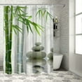 thumbnail image 1 of Creowell Zen Stone Bamboo Shower Curtain Wild Grass Reflection in Water Design Decor Asian Japanese Garden White Background Polyester Fabric Bathroom Décor Curtains Set with Hook White, 1 of 7